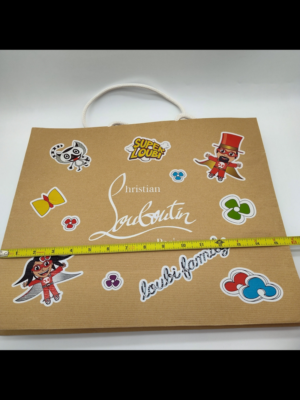 CHRISTIAN LOUBOUTIN Super Loubi Family Shopping Gift Bag Large Kraft Red EUC - Picture 5 of 6